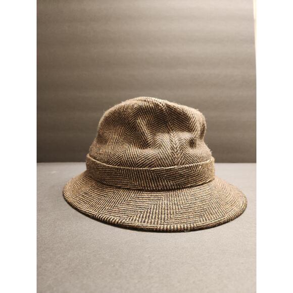 DORFMAN PACIFIC HEADWEAR Men Fedora Hat M Brown Gray Herringbone Tweed Old Money - Picture 1 of 10